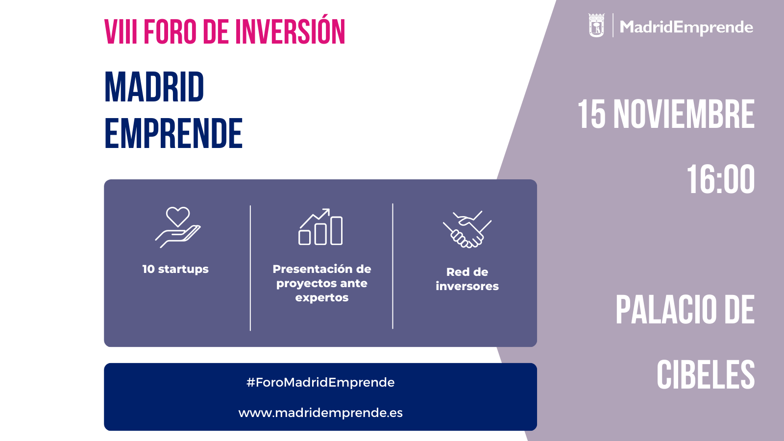 Foro de inversión Madrid Emprende - agenda